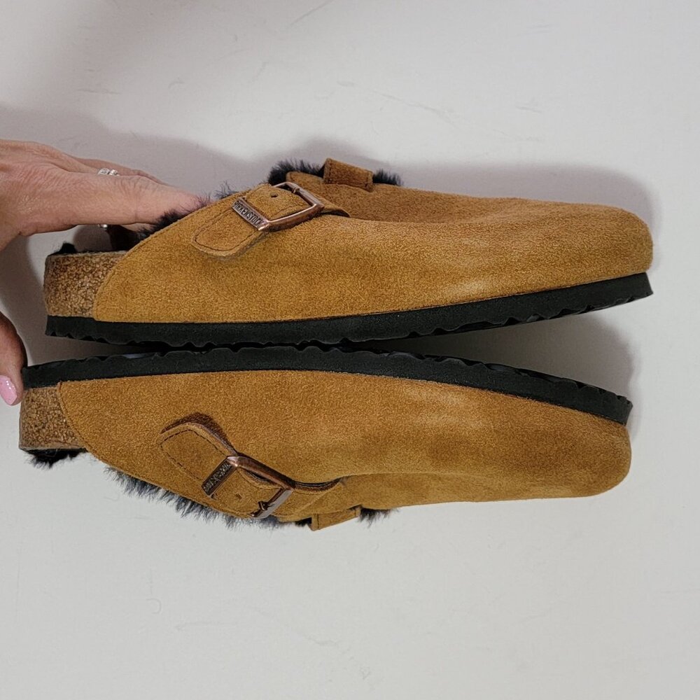 Birkenstock Boston Suede Shearling Line Clogs - Picture 5 of 8